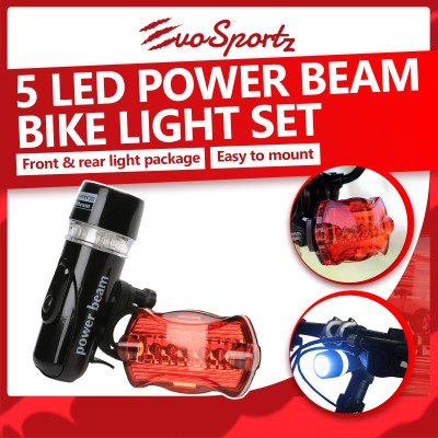5 LED Power Beam Bike Light Set