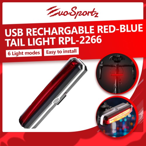 USB Rechargeable Red-Blue Tail Light RPL-2266